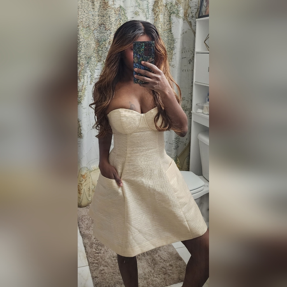 bebe Strapless Cream Dress